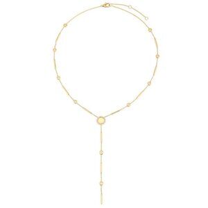 Lariat Bezel 14K (or 18k upon request) Yellow Gold Set Accents Necklace